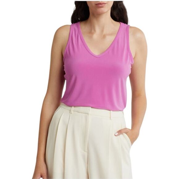 Vince Camuto Orchid Pink Split Back V-Neck Tank Top Blouse NWT M - Picture 1 of 5